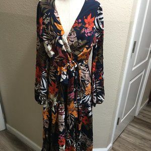 Fall Long Sleeve Multicolor Print Dress. Size xl